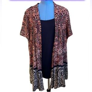 ELEMENTZ Pattern Two Piece Blouse Top Plus Size 1X